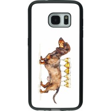 Coque Samsung Galaxy S7 - Silicone rigide noir Wine Teckel