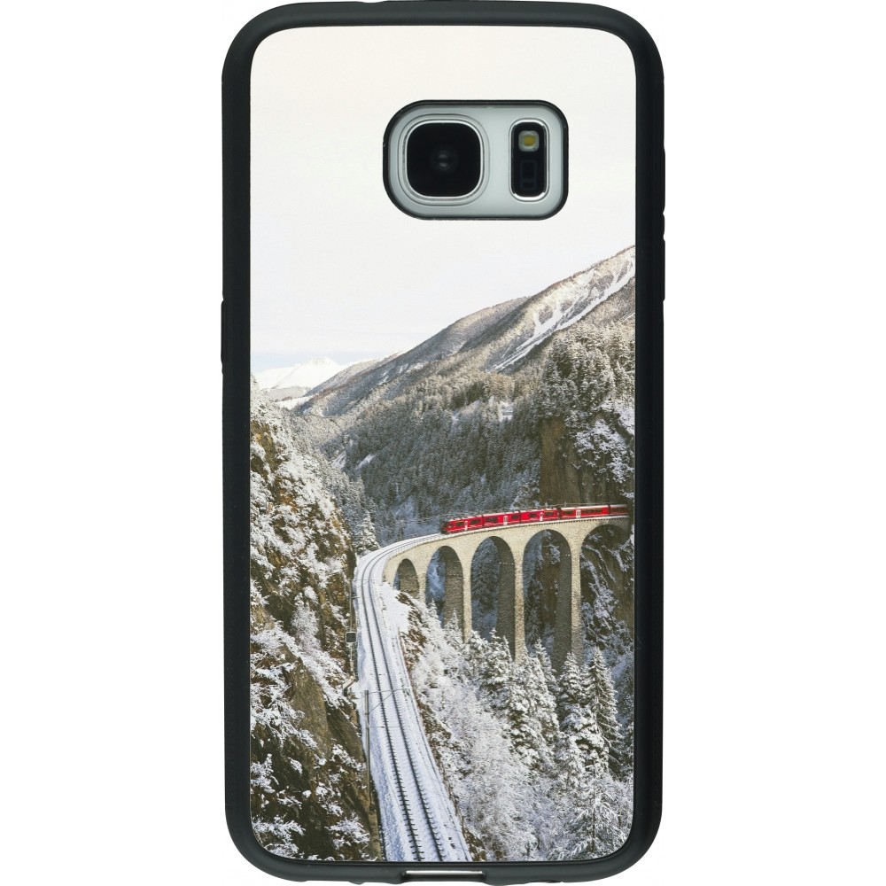 Coque Samsung Galaxy S7 - Silicone rigide noir Winter 25 Winter polar express
