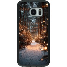 Coque Samsung Galaxy S7 - Silicone rigide noir Winter 25 Winter snowy road