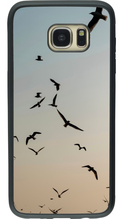 Samsung Galaxy S7 edge Case Hülle - Silikon schwarz Autumn 22 flying birds shadow