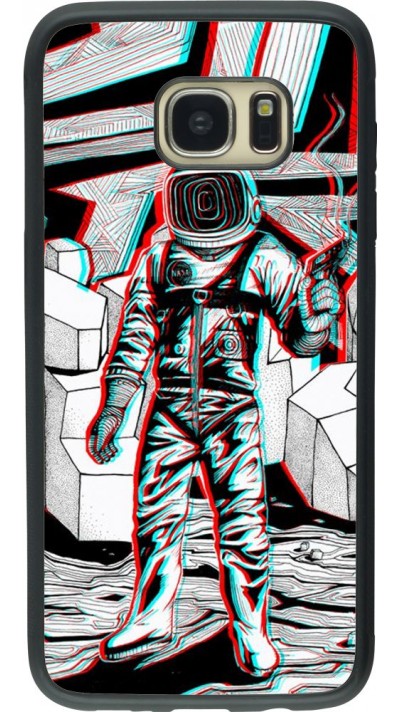 Coque Samsung Galaxy S7 edge - Silicone rigide noir Anaglyph Astronaut