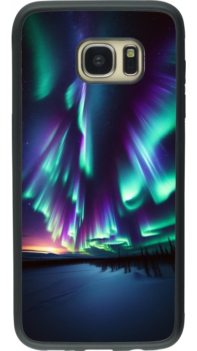 Coque Samsung Galaxy S7 edge - Silicone rigide noir Aurore Boréale Étincelante