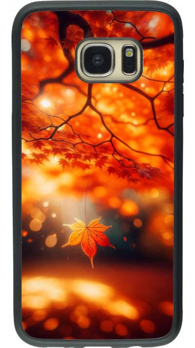 Coque Samsung Galaxy S7 edge - Silicone rigide noir Automne Magique Orange