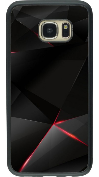 Coque Samsung Galaxy S7 edge - Silicone rigide noir Black Red Lines