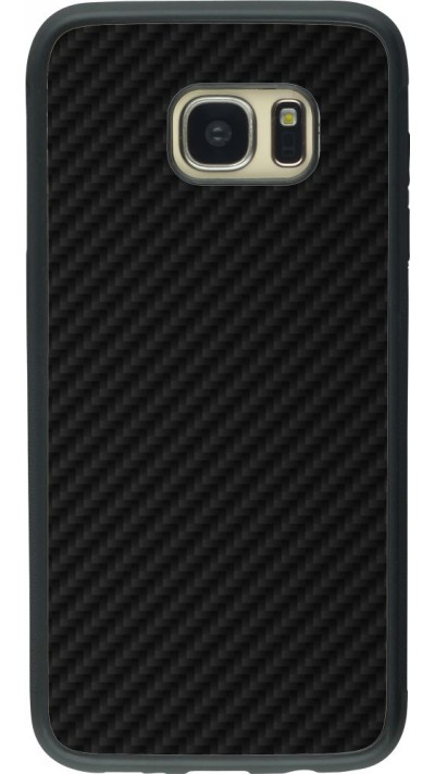 Coque Samsung Galaxy S7 edge - Silicone rigide noir Carbon Basic