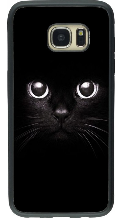 Coque Samsung Galaxy S7 edge - Silicone rigide noir Cat eyes
