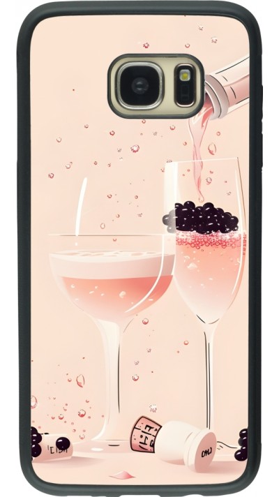 Coque Samsung Galaxy S7 edge - Silicone rigide noir Champagne Pouring Pink