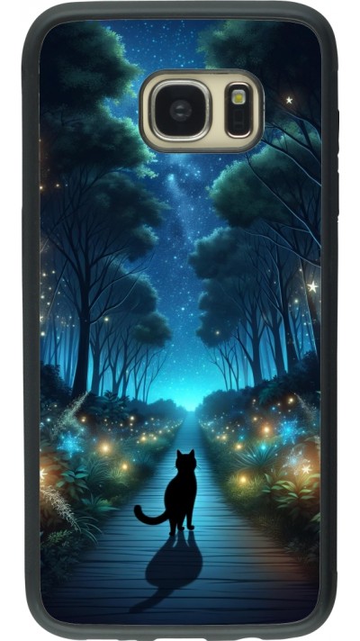 Samsung Galaxy S7 edge Case Hülle - Silikon schwarz Schwarze Katze Spaziergang