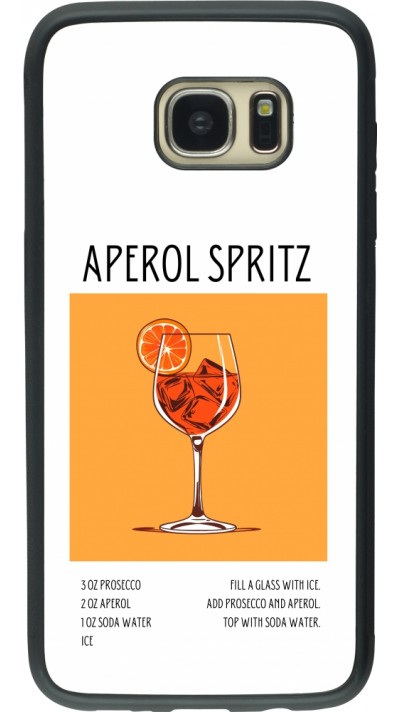 Coque Samsung Galaxy S7 edge - Silicone rigide noir Cocktail recette Aperol Spritz