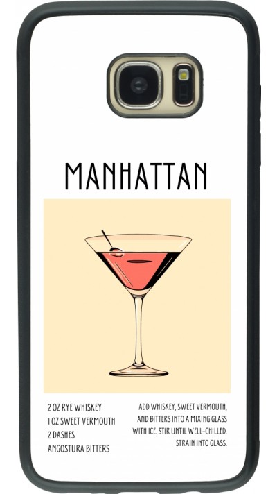 Coque Samsung Galaxy S7 edge - Silicone rigide noir Cocktail recette Manhattan