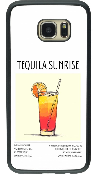 Coque Samsung Galaxy S7 edge - Silicone rigide noir Cocktail recette Tequila Sunrise