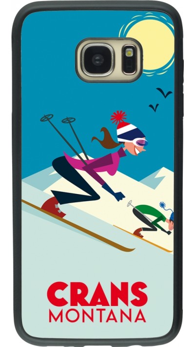 Coque Samsung Galaxy S7 edge - Silicone rigide noir Crans-Montana Ski Downhill