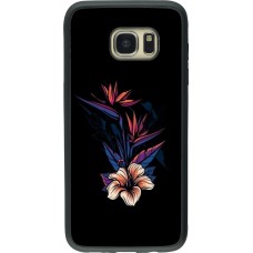 Coque Samsung Galaxy S7 edge - Silicone rigide noir Dark Flowers