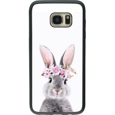 Coque Samsung Galaxy S7 edge - Silicone rigide noir Easter 2023 flower bunny