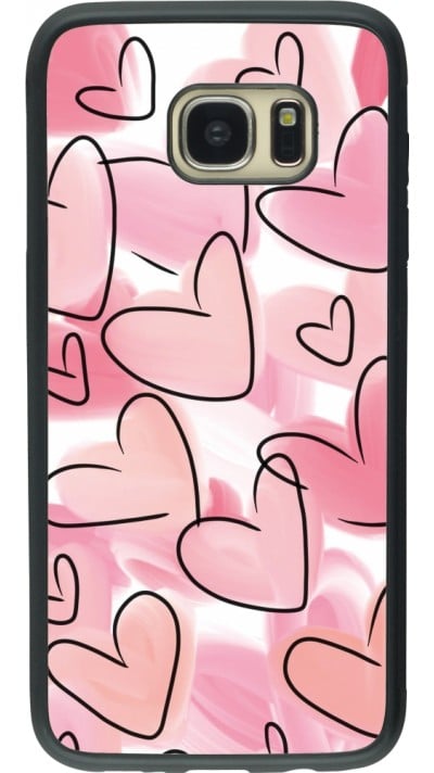 Samsung Galaxy S7 edge Case Hülle - Silikon schwarz Easter 2023 pink hearts