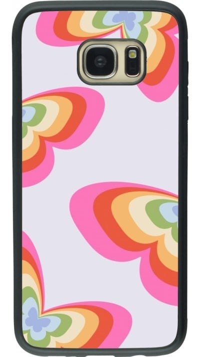 Samsung Galaxy S7 edge Case Hülle - Silikon schwarz Easter 2024 rainbow butterflies