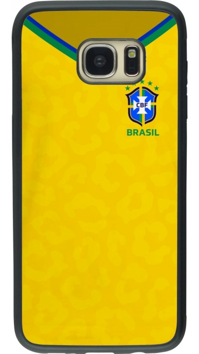 Coque Samsung Galaxy S7 edge - Silicone rigide noir Maillot de football Brésil 2022 personnalisable