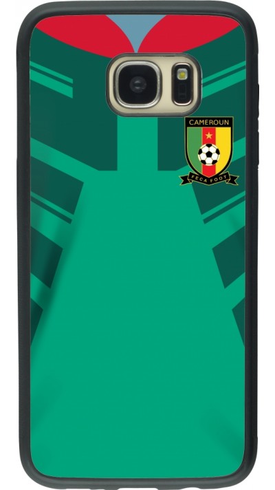 Coque Samsung Galaxy S7 edge - Silicone rigide noir Maillot de football Cameroun 2022 personnalisable