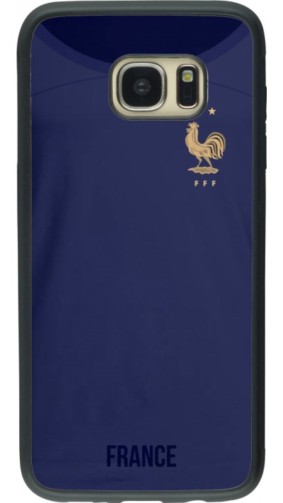 Coque Samsung Galaxy S7 edge - Silicone rigide noir Maillot de football France 2022 personnalisable