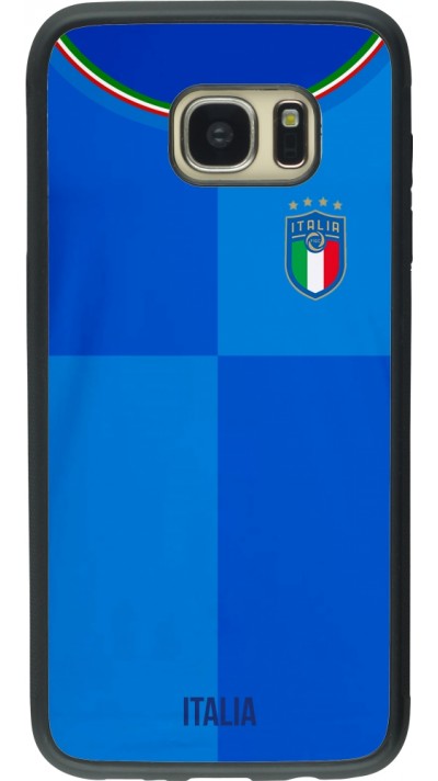 Coque Samsung Galaxy S7 edge - Silicone rigide noir Maillot de football Italie 2022 personnalisable
