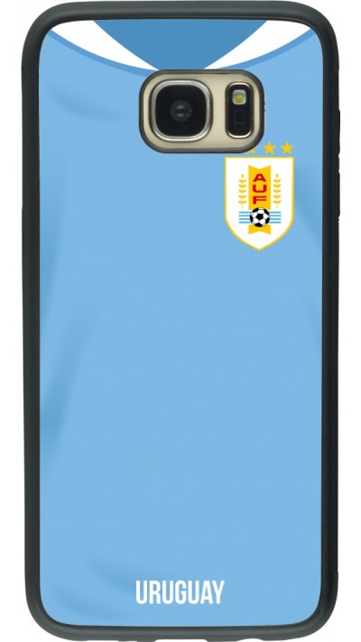 Coque Samsung Galaxy S7 edge - Silicone rigide noir Maillot de football Uruguay 2022 personnalisable