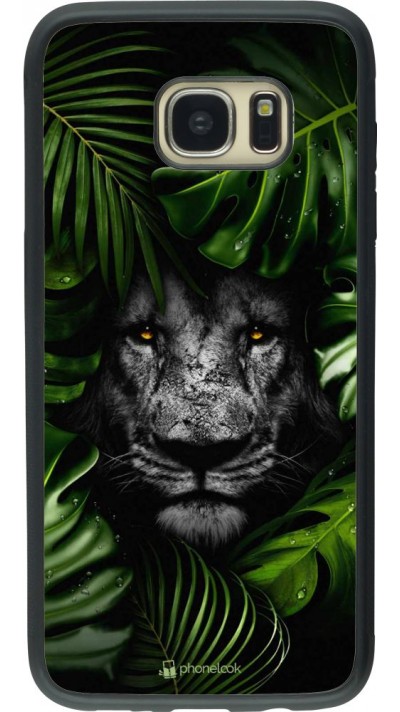 Coque Samsung Galaxy S7 edge - Silicone rigide noir Forest Lion