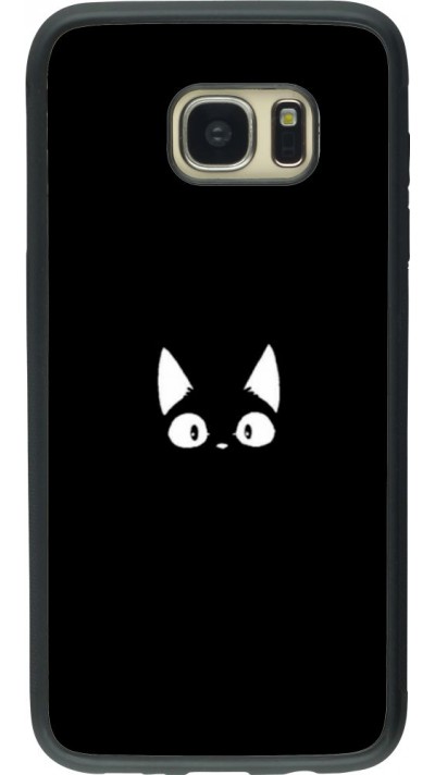 Coque Samsung Galaxy S7 edge - Silicone rigide noir Funny cat on black