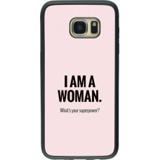 Coque Samsung Galaxy S7 edge - Silicone rigide noir I am a woman
