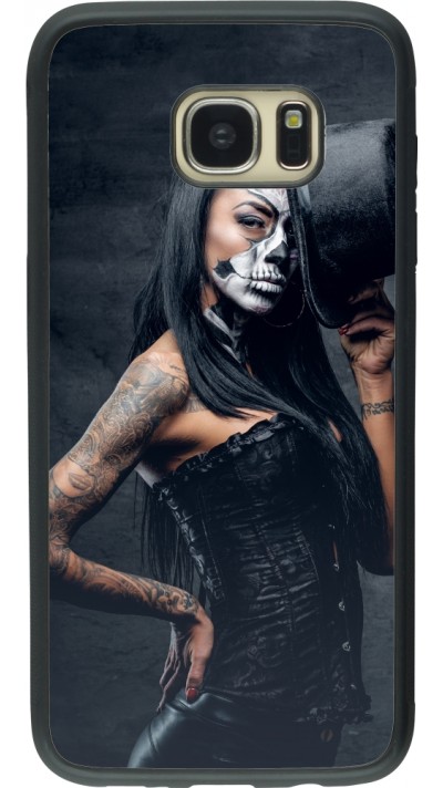 Coque Samsung Galaxy S7 edge - Silicone rigide noir Halloween 22 Tattooed Girl