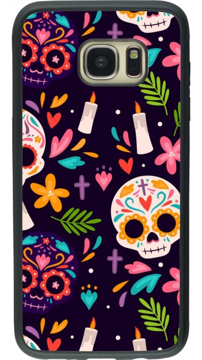 Samsung Galaxy S7 edge Case Hülle - Silikon schwarz Halloween 2023 mexican style