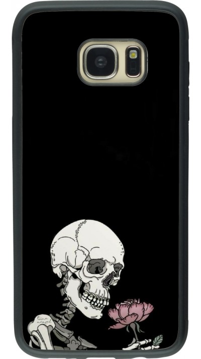 Coque Samsung Galaxy S7 edge - Silicone rigide noir Halloween 2023 rose and skeleton