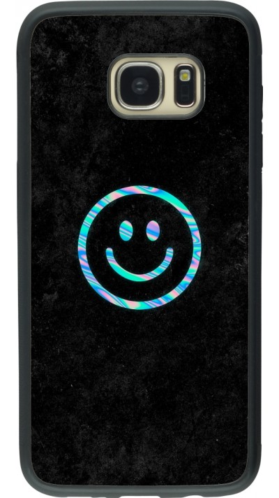 Coque Samsung Galaxy S7 edge - Silicone rigide noir Happy smiley irisé