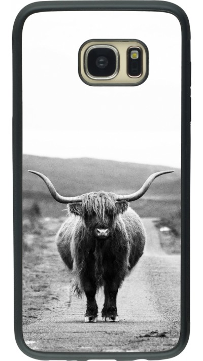 Coque Samsung Galaxy S7 edge - Silicone rigide noir Highland cattle