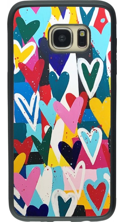 Coque Samsung Galaxy S7 edge - Silicone rigide noir Joyful Hearts