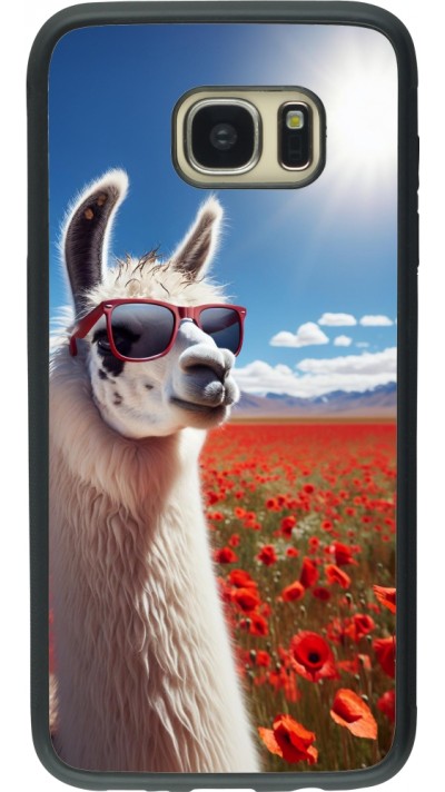 Samsung Galaxy S7 edge Case Hülle - Silikon schwarz Lama Chic in Mohnblume