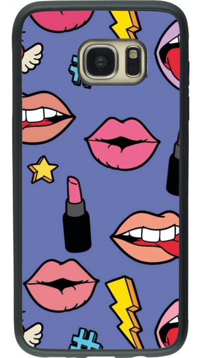 Coque Samsung Galaxy S7 edge - Silicone rigide noir Lips and lipgloss