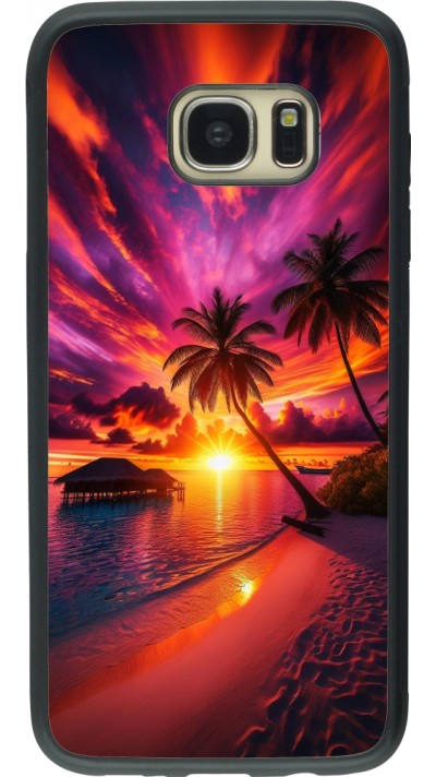 Samsung Galaxy S7 edge Case Hülle - Silikon schwarz Malediven Abenddämmerung Glückseligkeit