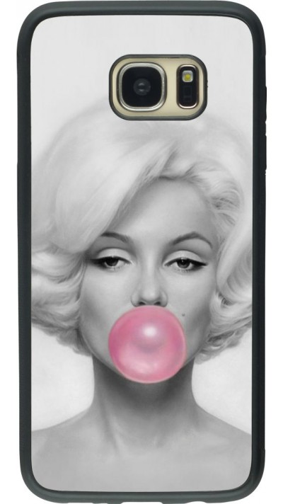 Coque Samsung Galaxy S7 edge - Silicone rigide noir Marilyn Bubble