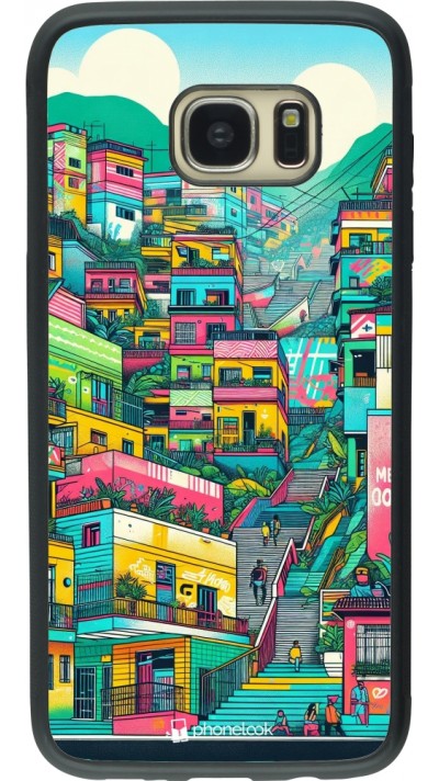 Coque Samsung Galaxy S7 edge - Silicone rigide noir Medellin Comuna 13 Art