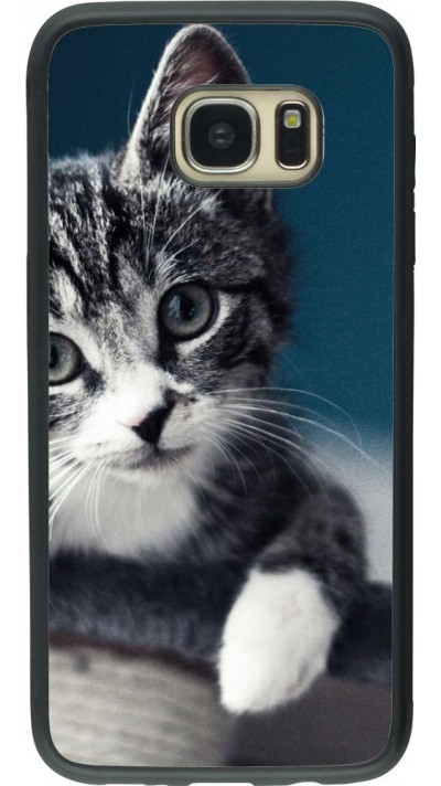 Coque Samsung Galaxy S7 edge - Silicone rigide noir Meow 23
