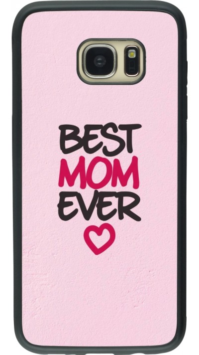 Coque Samsung Galaxy S7 edge - Silicone rigide noir Mom 2023 best Mom ever pink