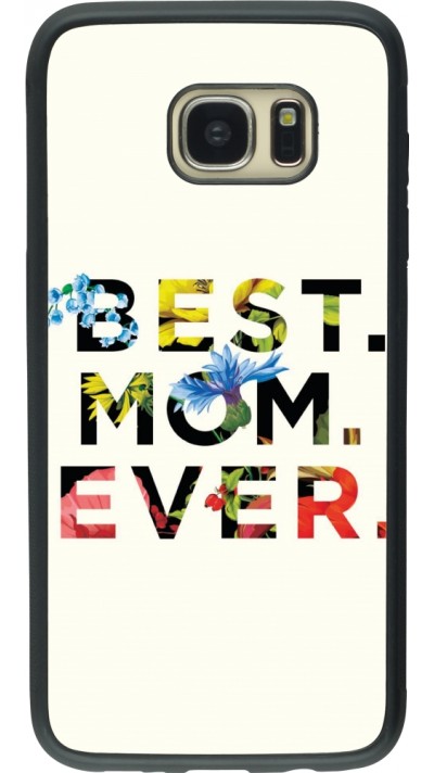 Coque Samsung Galaxy S7 edge - Silicone rigide noir Mom 2023 best Mom ever flowers