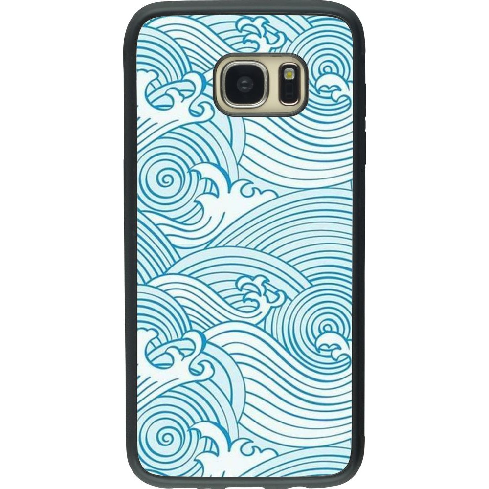 Coque Samsung Galaxy S7 edge - Silicone rigide noir Ocean Waves