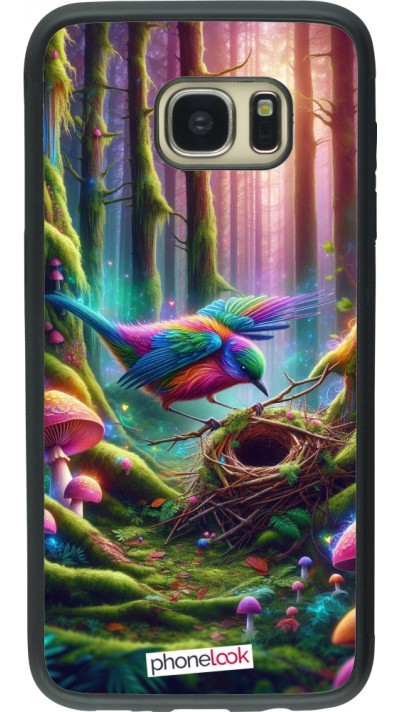 Coque Samsung Galaxy S7 edge - Silicone rigide noir Oiseau Nid Forêt