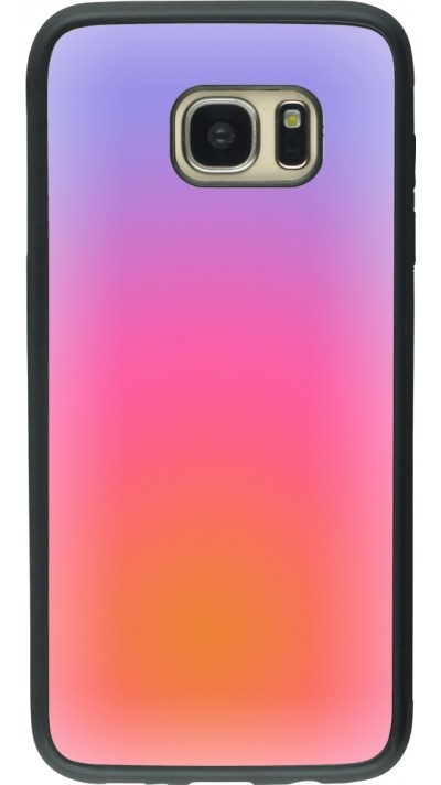 Coque Samsung Galaxy S7 edge - Silicone rigide noir Orange Pink Blue Gradient