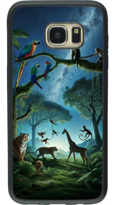 Coque Samsung Galaxy S7 edge - Silicone rigide noir Paradis des animaux exotiques