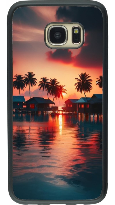 Coque Samsung Galaxy S7 edge - Silicone rigide noir Paradis Maldives