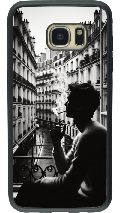 Coque Samsung Galaxy S7 edge - Silicone rigide noir Parisian Smoker