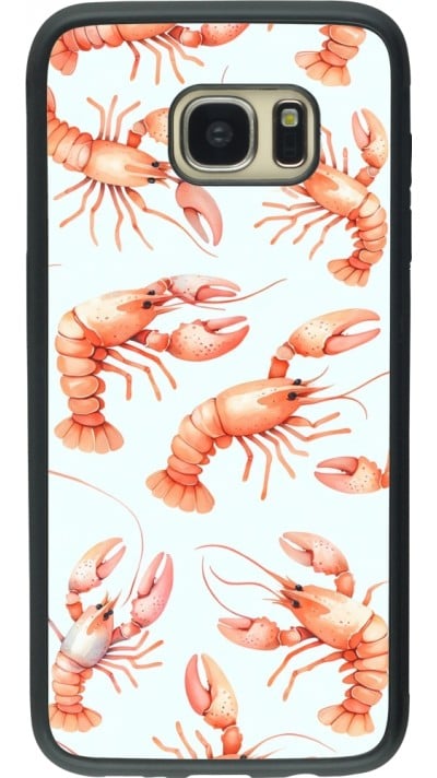 Coque Samsung Galaxy S7 edge - Silicone rigide noir Pattern de homards pastels