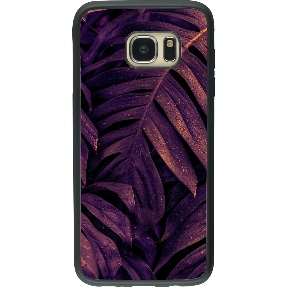 Samsung Galaxy S7 edge Case Hülle - Silikon schwarz Purple Light Leaves